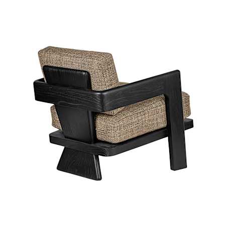 Currey and Company 29" Wide Wood Framed Chair with Fabric Seat Caviar Black / Rig Otter