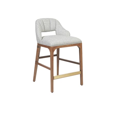 Currey and Company Inga 20" Wide Oak Framed Fabric Counter Stool Morel Brown / Brushed Brass / Greenlight Powder