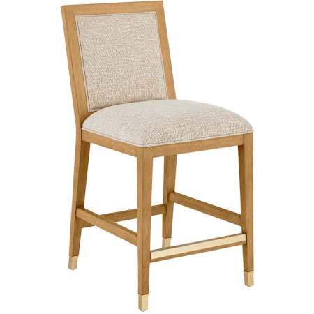 Currey and Company Santos 18" Wide Mahogany Framed Counter Stool Sea Sand / Satin Brass