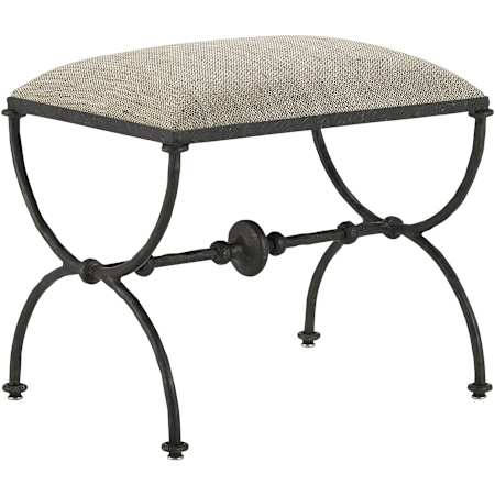 Currey and Company Agora 23"" Wide Fabric Standard Ottoman - Peppercorn Rustic Bronze