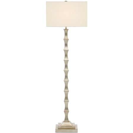 Currey and Company Lyndhurst 63" Tall Buffet Floor Lamp with Shantung Shade Silver Leaf