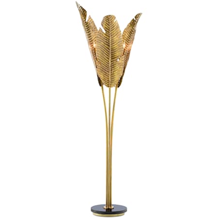 Currey and Company Tropical 3 Light 84" Tall Novelty Floor Lamp Vintage Brass / Black