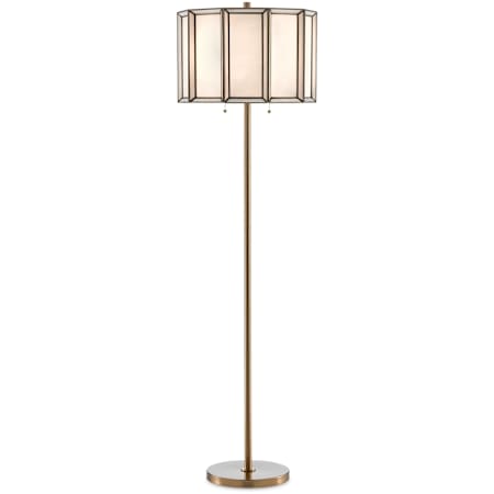 Currey and Company Daze 2 Light 63" Tall Floor Lamp with Glass Shade Antique Brass / White