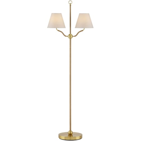 Currey and Company Sirocco 2 Light 56" Tall Accent Floor Lamp Antique Brass