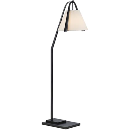 Currey and Company Frey 55" Tall Buffet Floor Lamp Satin Black / Brushed Brown