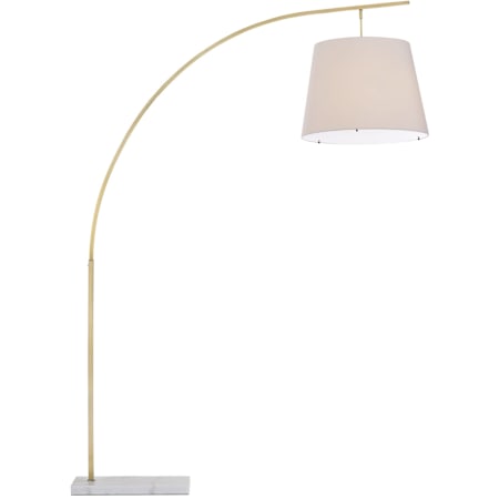 Currey and Company Cloister 2 Light 87" Tall Arc Floor Lamp Antique Brass / White