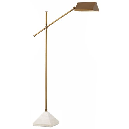 Currey and Company Repertoire 51" Tall Boom Arm Floor Lamp Antique Brass / White
