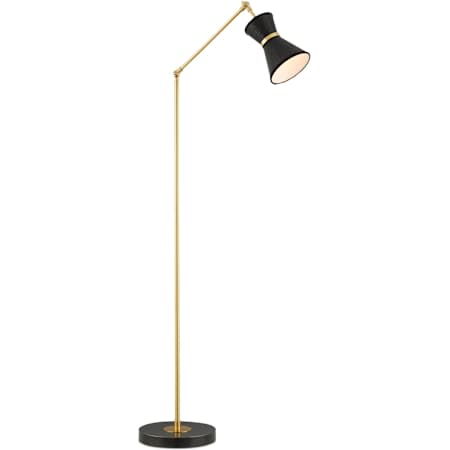 Currey and Company Avignon 62" Tall Swing Arm Floor Lamp with Woven Paper Shade Polished Brass / Oil Rubbed Bronze / Black