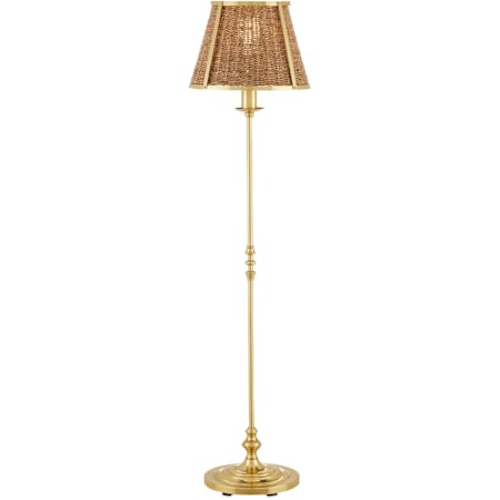 Currey and Company Deauville 55" Tall Torchiere Floor Lamp with Woven Seagrass Shade Polished Brass / Natural