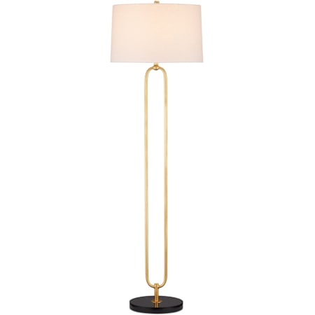 Currey and Company Glossary 67" Tall Torchiere Floor Lamp with Linen Shade Contemporary Gold Leaf / Natural