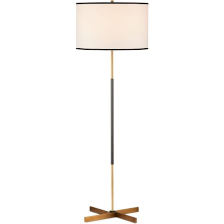 Currey and Company Willoughby 67" Tall Torchiere Floor Lamp with Shantung Shade Brass / Oil Rubbed Bronze
