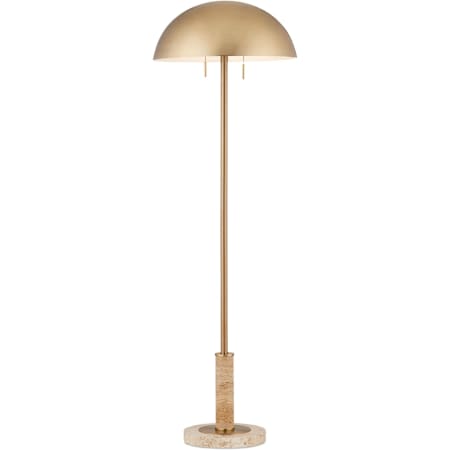 Currey and Company Miles 2 Light 59" Tall Torchiere Floor Lamp Brass / Natural