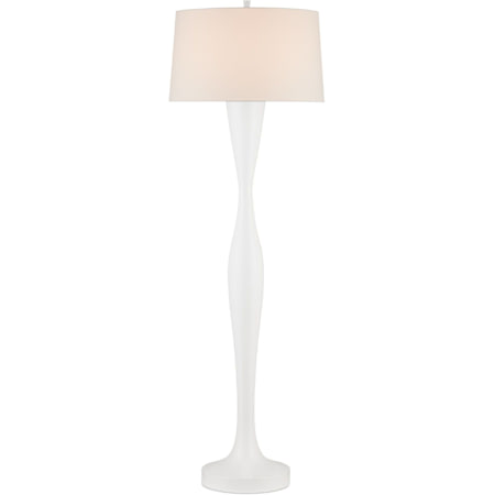 Currey and Company Monica 75" Tall Torchiere Floor Lamp with Linen Shade White