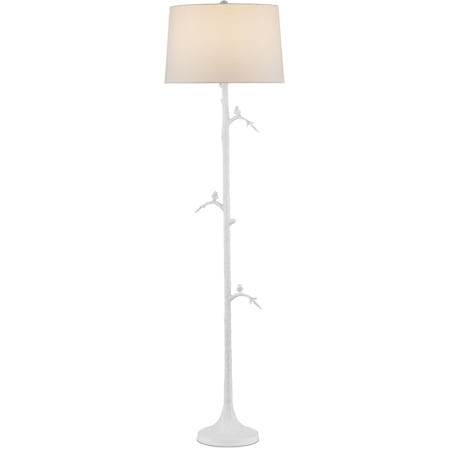 Currey and Company Piaf 70" Tall Animal, Torchiere Floor Lamp Gesso White
