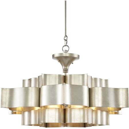 Currey and Company Grand Lotus 6 Light 30" Wide Single Tier Chandelier Contemporary Silver Leaf