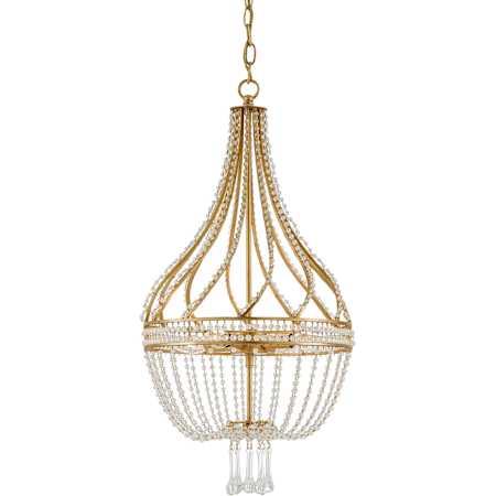 Currey and Company Ingénue 4 Light 14" Wide Single Tier Draped Chandelier Antique Gold Leaf