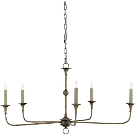Currey and Company 5 Light 36" Wide Wrought Iron Candle Style Chandelier Pyrite Bronze