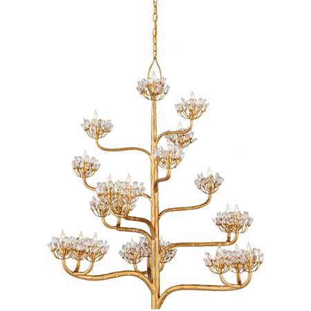 Currey and Company Agave Americana 22 Light 42" Wide 5 Tier Chandelier Dark Contemporary Gold Leaf