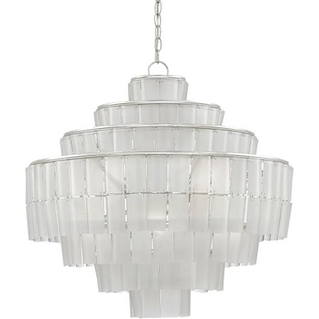 Currey and Company Sommelier Blanc 8 Light 27" Wide Single Tier Draped Chandelier with White Glass Shade Contemporary Silver Leaf / Opaque White