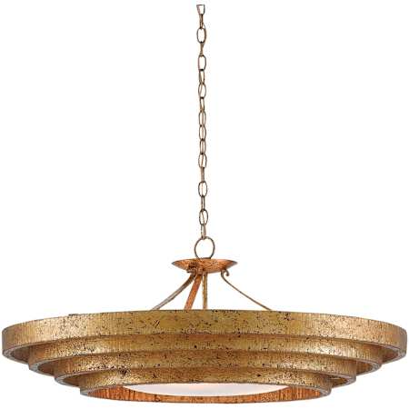 Currey and Company Belle 3 Light 36" Wide Wrought Iron Pendant with Glass Shade Gold Leaf / White