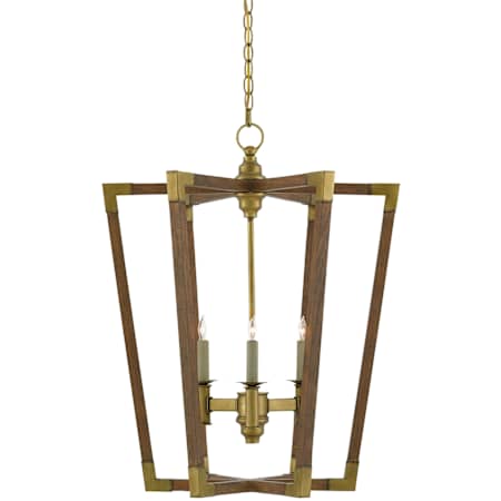 Currey and Company Bastian 3 Light 23-1/2" Wide Cage Chandelier Chestnut / Brass