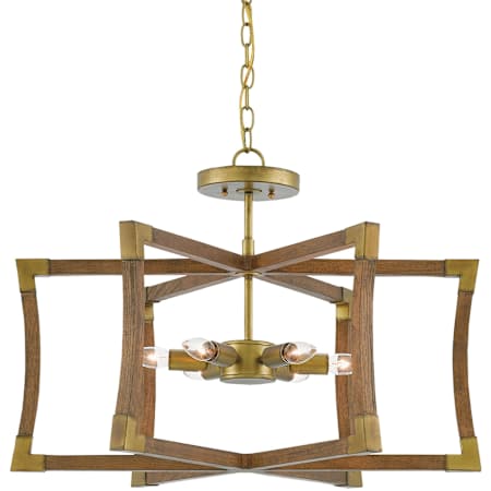 Currey and Company Bastian 6 Light 27" Wide Cage Chandelier Chestnut / Brass