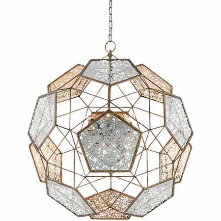 Currey and Company Julius 9 Light 31" Wide Globe Chandelier with Mirror Glass Shade Pyrite Bronze