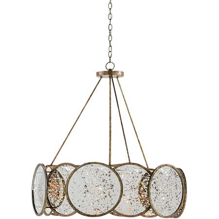 Currey and Company Oliveri 6 Light 34" Wide Drum Chandelier Pyrite Bronze