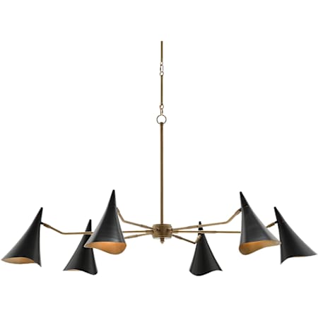 Currey and Company Library 6 Light 62" Wide Chandelier Oil Rubbed Bronze / Antique Brass
