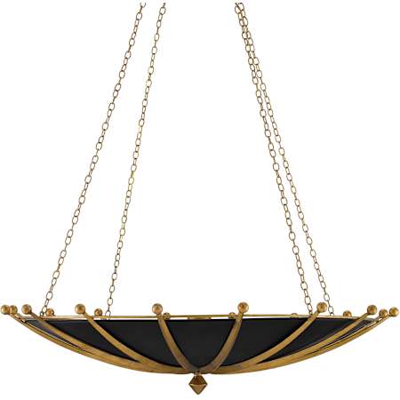 Currey and Company Fontaine 6 Light 41" Wide Wrought Iron Pendant Antique Gold Leaf / Gold Leaf / Satin Black