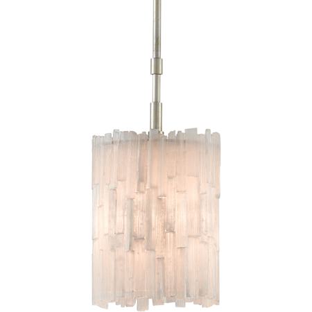 Currey and Company Moonstone Single Light 8" Wide Crystal Mini Pendant Chinois Silver Leaf