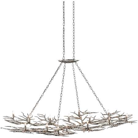 Currey and Company Rainforest 14 Light 74" Wide Chandelier Silver Leaf
