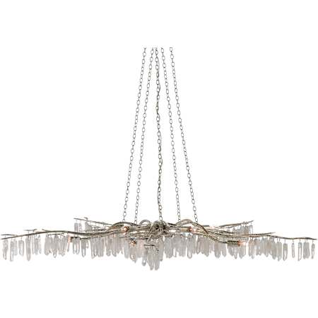 Currey and Company Forest 10 Light 62" Wide Wrought Iron Chandelier Textured Silver / Natural