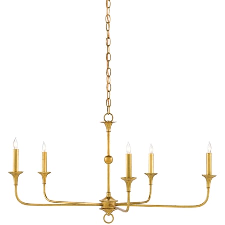 Currey and Company Nottaway 5 Light 36" Wide Wrought Iron Chandelier Gold Leaf