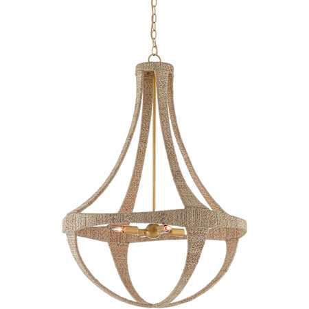 Currey and Company Ibiza 4 Light 28" Wide Wrought Iron Empire Chandelier Natural / Dark Gold Leaf
