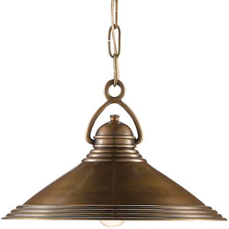 Currey and Company Weybright Single Light 14" Wide Pendant Vintage Brass