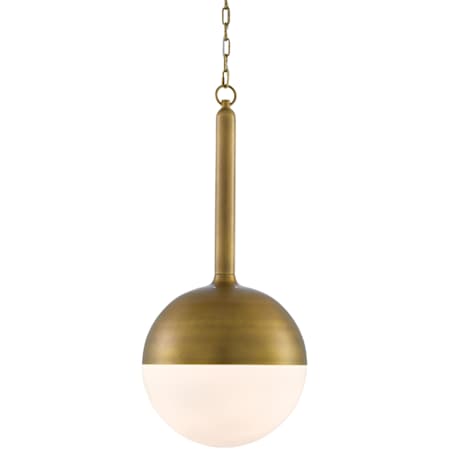 Currey and Company Moonward Single Light 14" Wide Pendant Antique Brass / Opaque White