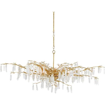 Currey and Company Forest Dawn 8 Light 61" Wide Crystal Chandelier Washed Lucerne Gold / Natural