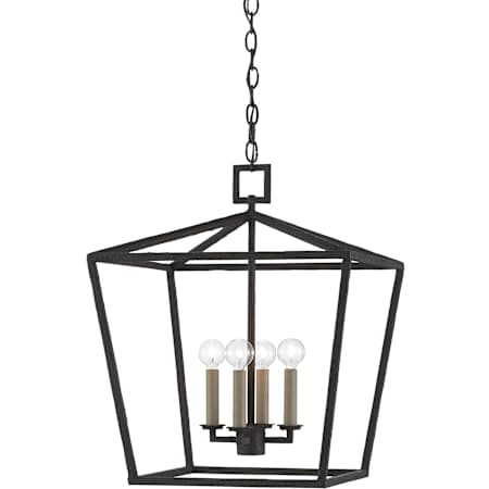 Currey and Company Denison 4 Light 18" Wide Wrought Iron Pendant Mole Black