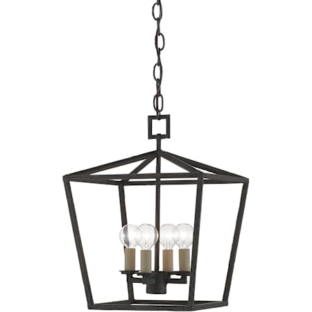 Currey and Company Denison 4 Light 12" Wide Wrought Iron Pendant Mole Black
