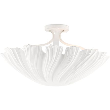 Currey and Company Hadley 3 Light 23" Wide Semi-Flush Bowl Ceiling Fixture Gesso White