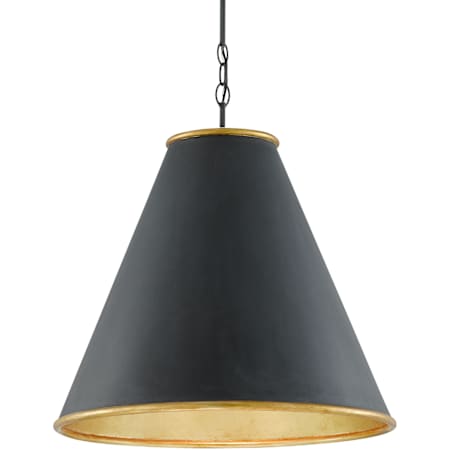 Currey and Company Pierrepont 22" Wide Pendant with Metal Shade Antique Black / Gold Leaf / Painted Gold