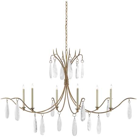 Currey and Company Marshallia 6 Light 59" Wide Crystal Chandelier Rustic Gold / Faux Rock Crystal