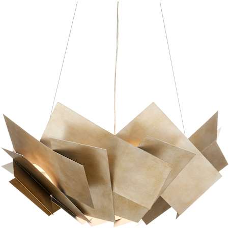 Currey and Company Artiste 3 Light 33" Wide Wrought Iron Chandelier with Synthetic Shade Silver Leaf