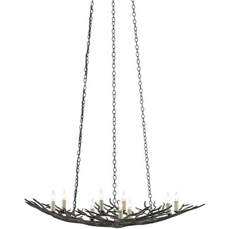 Currey and Company Rainforest 9 Light 35" Wide Wrought Iron Chandelier Rustic Bronze