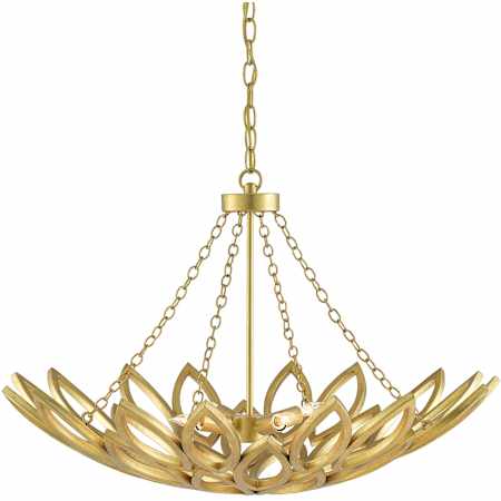 Currey and Company Allemande 4 Light 30" Wide Wrought Iron Chandelier with Metal Shade Contemporary Gold Leaf
