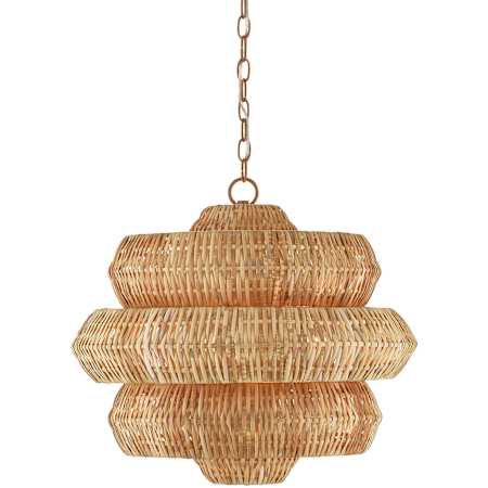 Currey and Company Antibes 3 Light 23 inch Small Chandelier Ceiling Light Khaki / Natural