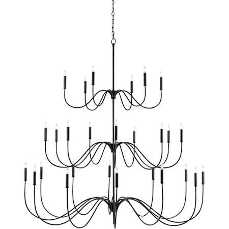 Currey and Company Tirrell Large Chandelier Antique Black