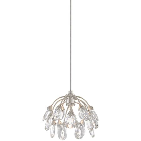 Currey and Company Crystal Bud 6" Wide Crystal Mini Pendant Painted Silver / Contemporary Silver Leaf