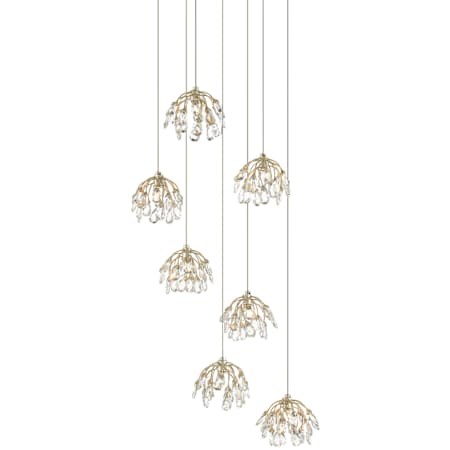 Currey and Company Crystal Bud 7 Light 13" Wide Crystal Multi Light Pendant Painted Silver / Contemporary Silver Leaf